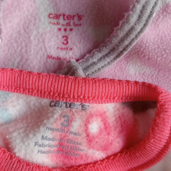 Carter's Baby Girl Snap Up Fleece Sleep & Play Body Suits size 3M - Picture 3 of 3